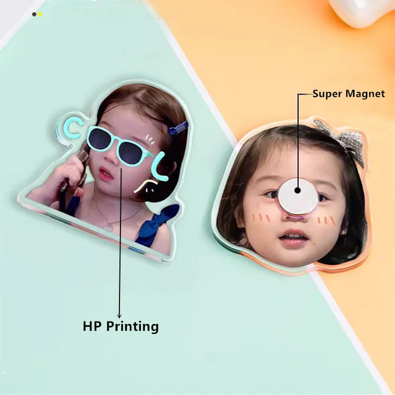 Custom Acrylic Fridge Magnets – Personalized Photo Stickers of Kids, Pets, Stars, or Anime Figures