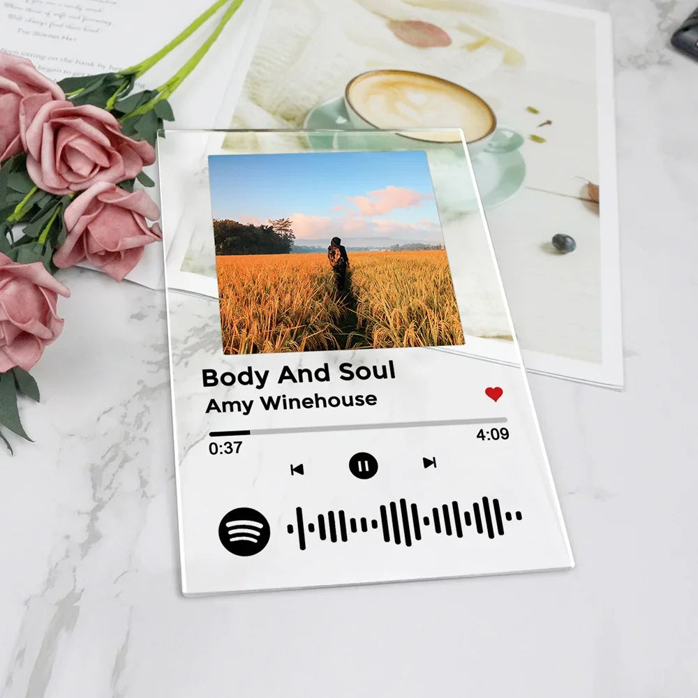 Personalized Spotify Keychain โ Custom Acrylic Music Plaque with Photo & Song โ Unique Gift Keyring