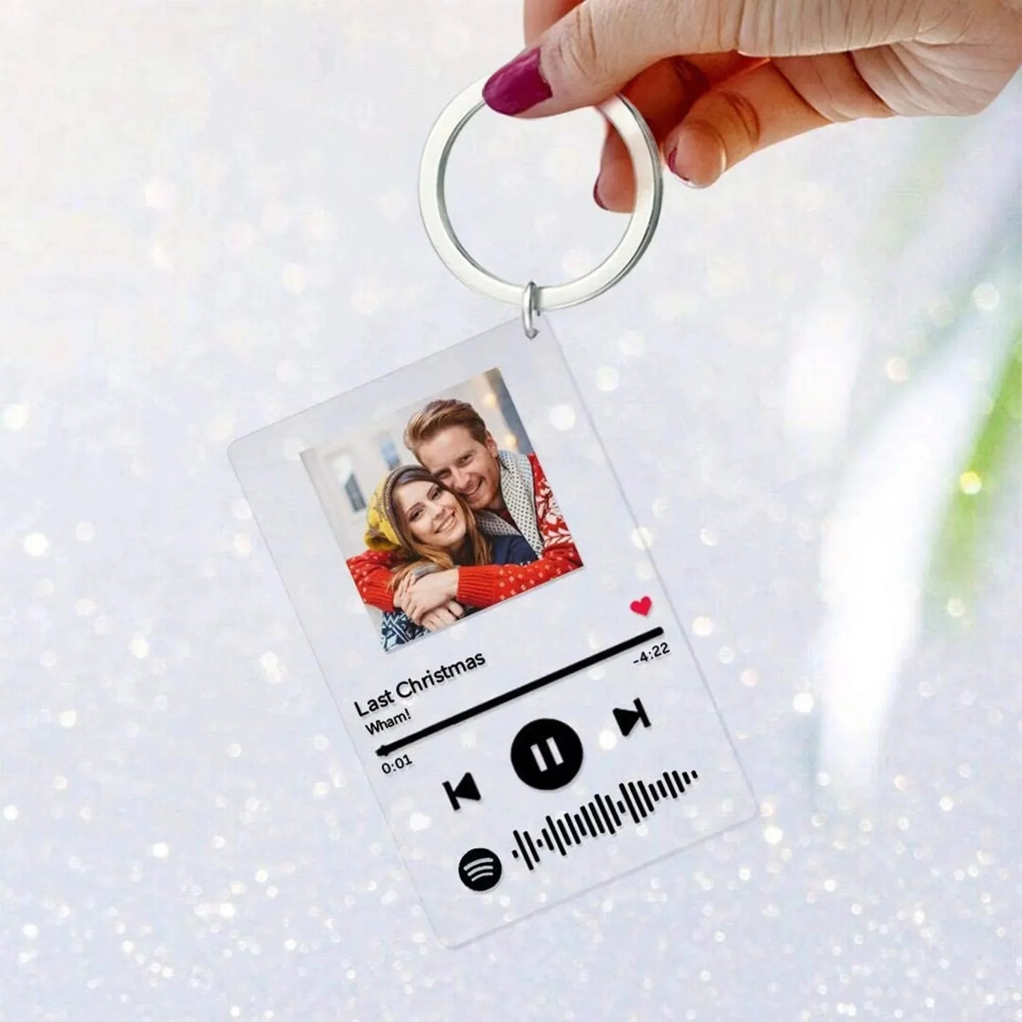 Personalized Spotify Keychain โ Custom Acrylic Music Plaque with Photo & Song โ Unique Gift Keyring