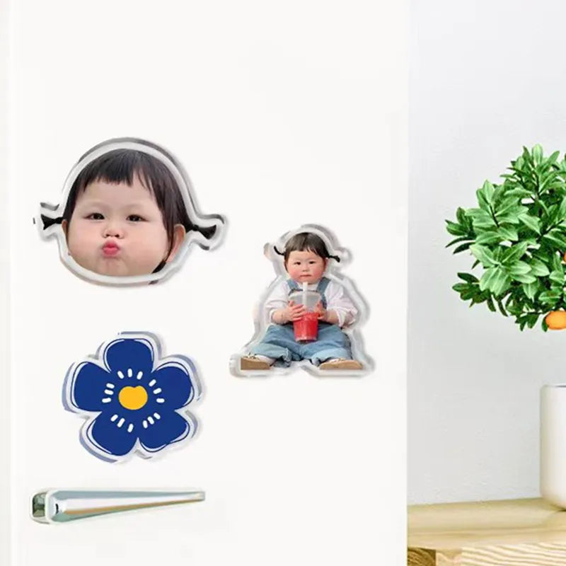 Custom Acrylic Fridge Magnets – Personalized Photo Stickers of Kids, Pets, Stars, or Anime Figures