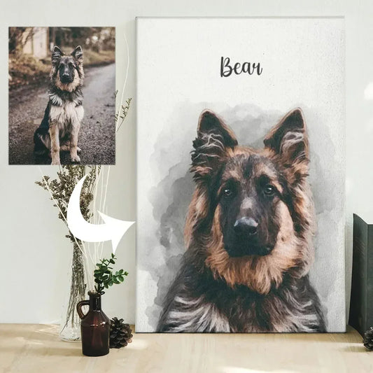 Custom Pet Portrait Poster – Personalized Dog or Cat Canvas Print – Christmas Gift & Wall Art for Animal Lovers